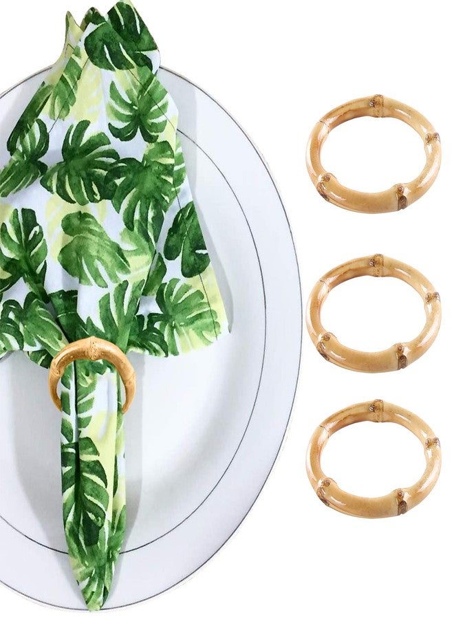 LogHog Wood Bamboo Napkin Rings Set of 4, Handmade Rattan Napkin Holder Rings Table Decorations for Wedding, Valentine's, Banquet, Christmas, Birthday, Thanksgiving - Image 1