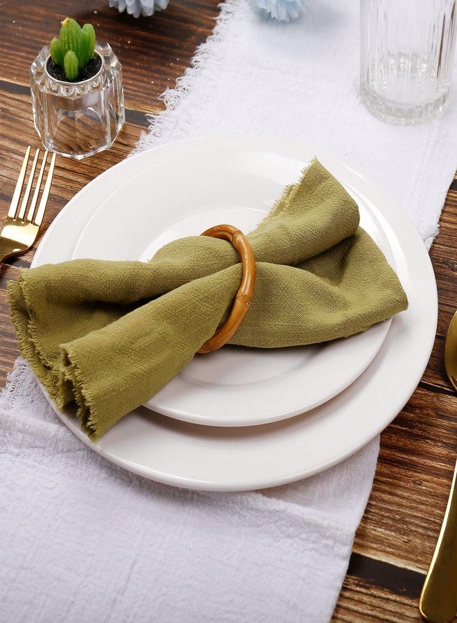 LogHog Wood Bamboo Napkin Rings Set of 4, Handmade Rattan Napkin Holder Rings Table Decorations for Wedding, Valentine's, Banquet, Christmas, Birthday, Thanksgiving - Image 3