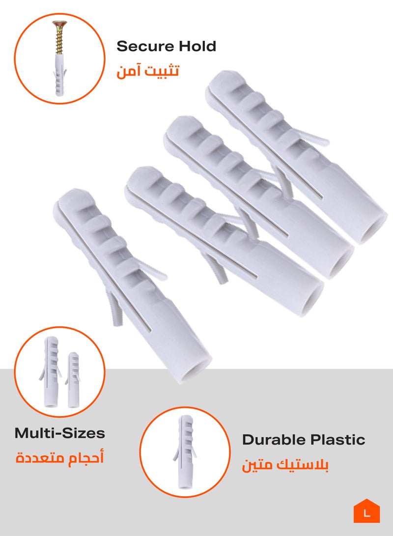 LAWAZIM Right Angle Shelf Bracket - 4 Piece 8x10cm - with 44-Piece Plastic Anchors with Drywall Screws -  L Brackets with Anchors and Screws -Ideal for Shelves, Cabinets, Desks, and Wall Mount Support  - Image 4
