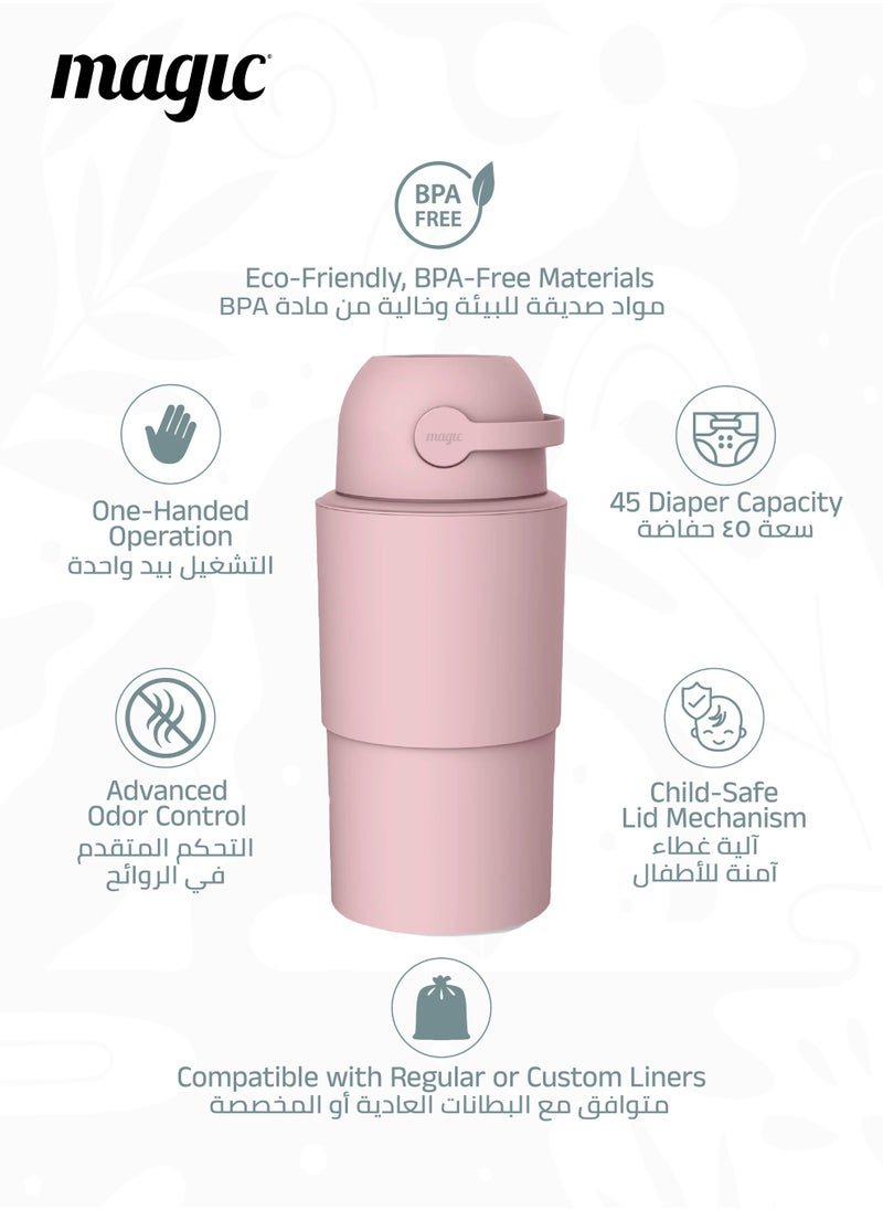 Magic HEKA L Diaper Pail | Odorless & Telescopic | 45 Diaper Capacity | 40 CM to 63 CM Adjustable Height | 2nd Life Concept: Converts to Potty Trainer, Kitchen Waste Bin, or Toilet Lid | Free Roll of 15 Bags  - Image 3