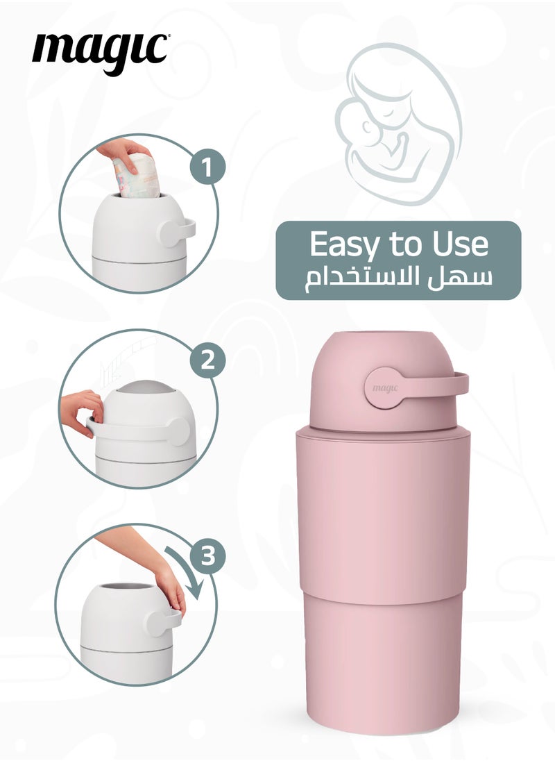 Magic HEKA L Diaper Pail | Odorless & Telescopic | 45 Diaper Capacity | 40 CM to 63 CM Adjustable Height | 2nd Life Concept: Converts to Potty Trainer, Kitchen Waste Bin, or Toilet Lid | Free Roll of 15 Bags  - Image 4
