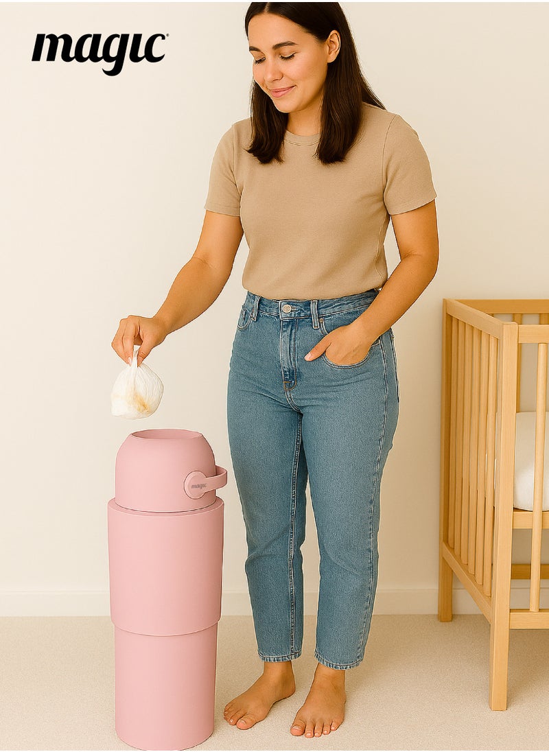 Magic HEKA L Diaper Pail | Odorless & Telescopic | 45 Diaper Capacity | 40 CM to 63 CM Adjustable Height | 2nd Life Concept: Converts to Potty Trainer, Kitchen Waste Bin, or Toilet Lid | Free Roll of 15 Bags  - Image 2