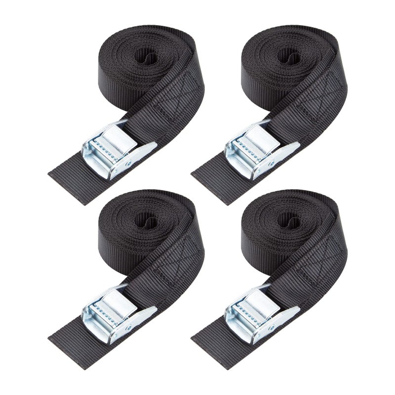 Cartman 1 x 15Lashing Straps with Adjustable Cam Buckle Cargo Tie Down with Protective Pad 4 Pack Black