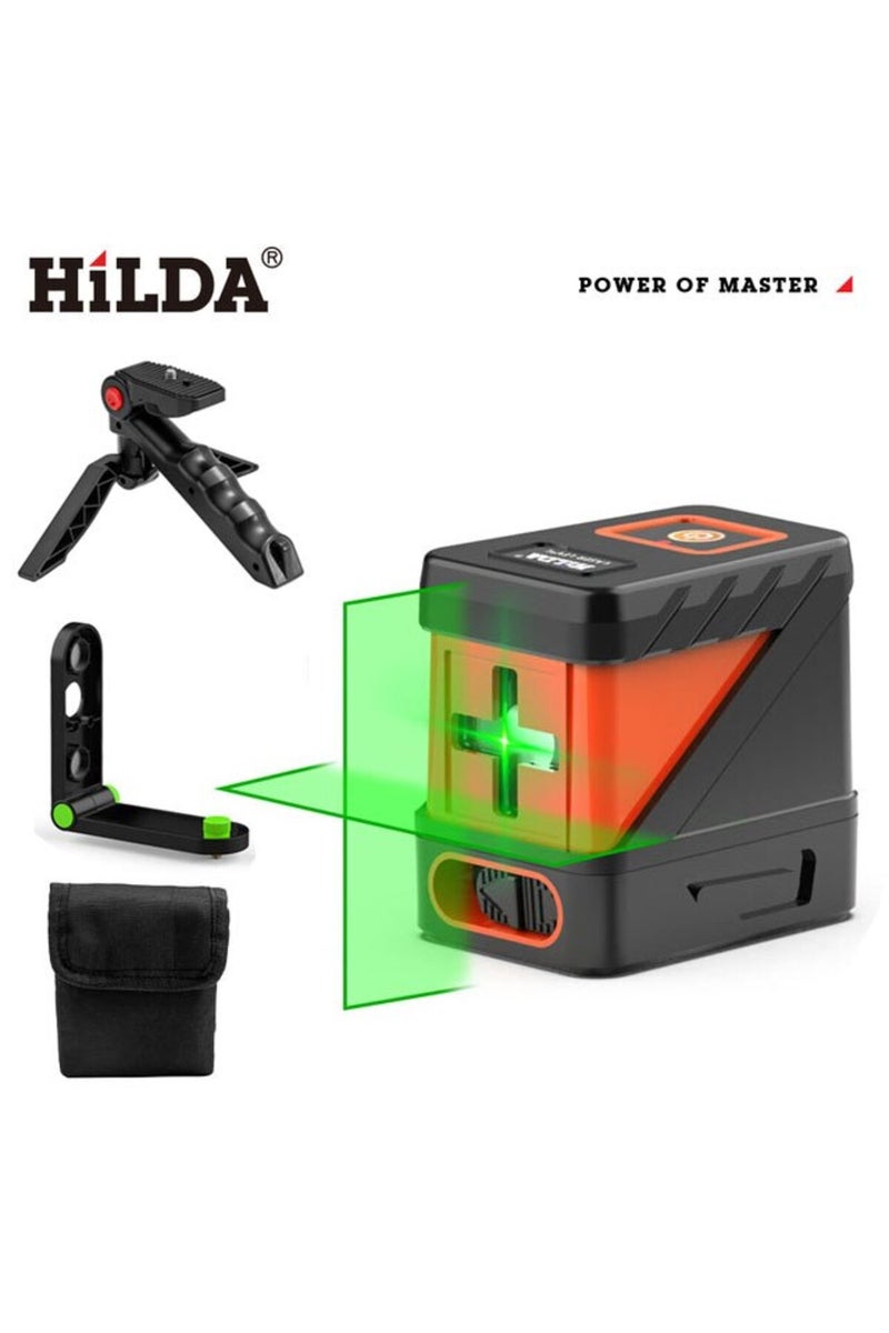 إيروريكس جهاز تسوية ليزري LS218 HILDA ثنائي الخطوط، ذاتي التسوية، أشعة ليزر خضراء، أفقي، رأسي، متقاطع، صغير الحجم