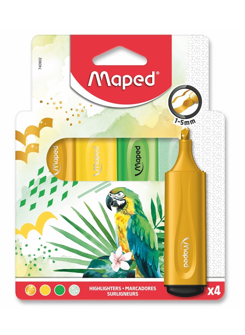 Maped 4-Piece Floupeps Tropical Highlighters Multicolour - Image 1