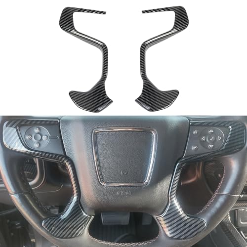 Tocatus Steering Wheel Trim Cover for 2014-2018 GMC Sierra, for 2015-2020 GMC Yukon, ABS Carbon Fiber 2PCS - Image 1