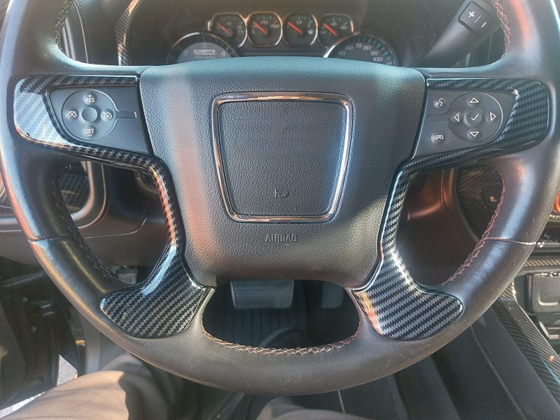 Tocatus Steering Wheel Trim Cover for 2014-2018 GMC Sierra, for 2015-2020 GMC Yukon, ABS Carbon Fiber 2PCS - Image 5