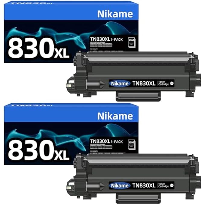 TN830XL TONER CARTRIDGE,BLACK HIGH YIELD 2-PACK, REPLACEMENT FOR BROTHER TN830 TN830XL 830XL, COMPATIBLE WITH BROTHE DCP-L2640DW HL-L2460DW HL-L2480DW HL-L2400D HL-L2405W MFC-L2820DW PRINTERS - Image 1