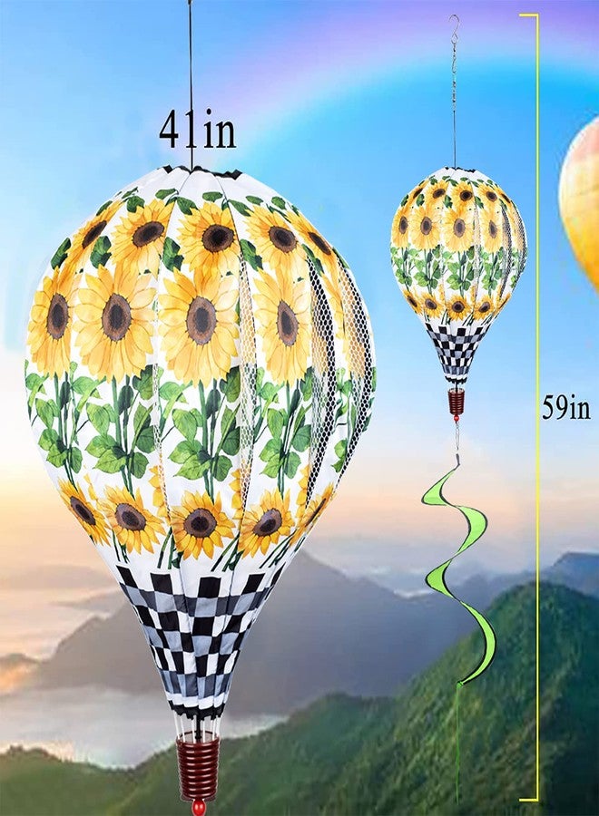 FENELY Giant Sunflower Hot Air Balloon Garden Wind Spinners Large Pinwheels Whirligigs Windmill Toys for Kids Yard Decor Lawn Decorations Outdoor Whirlygig Windmills Wind Twister Everyday 59" L 2Pack - Image 4