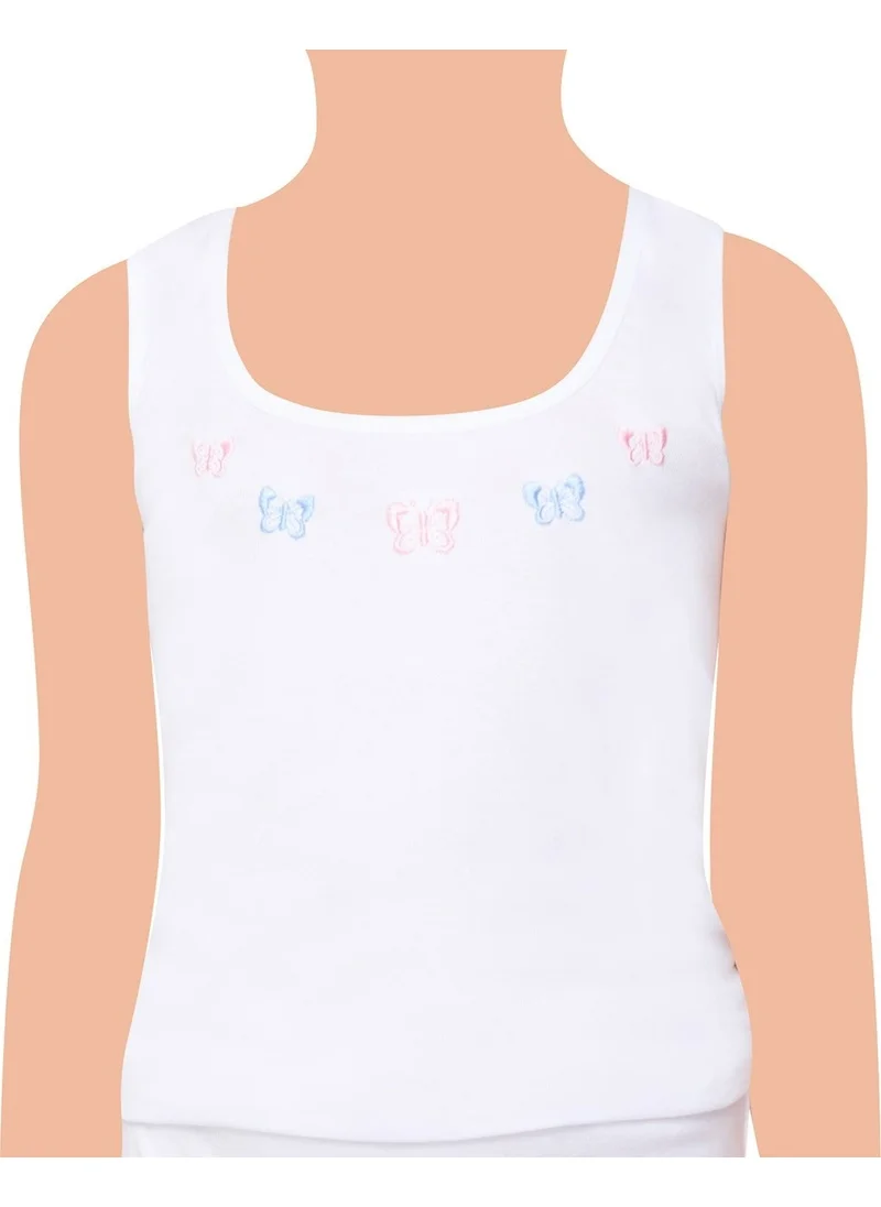 Tutku Girl's Wide Strap Embroidered Undershirt 0166 Pack of 6