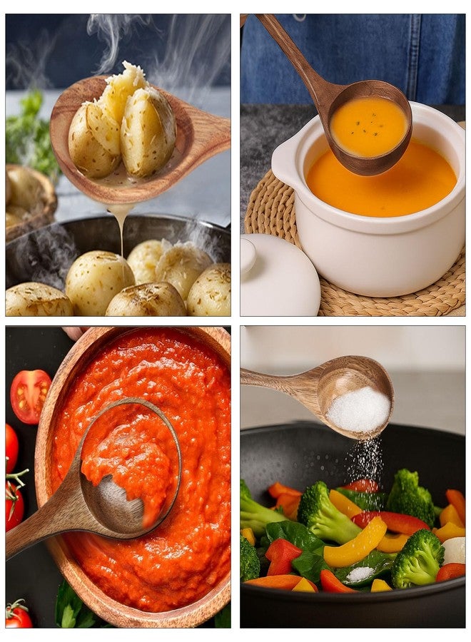 HAKSEN ملاعق خشبية للطبخ من هاكسن، طقم أدوات مطبخ من خشب الأكاسيا الطبيعي مكون من 10 قطع، طقم أدوات خشبية لأواني الطهي غير اللاصقة، سطح أملس، متينة وقوية - Image 5