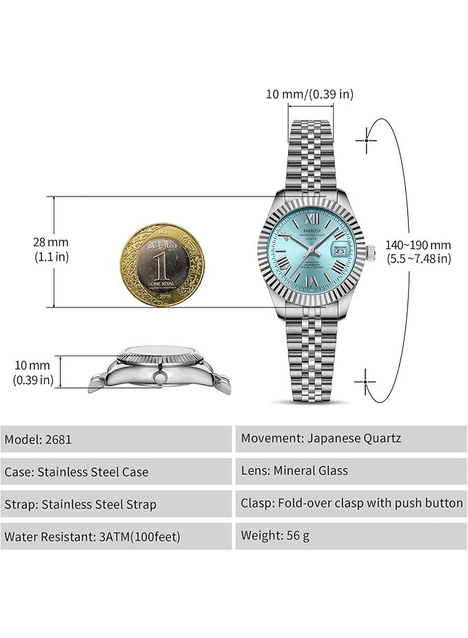 NIBOSI Women Watch Analog Quartz Stainless Steel Waterproof Classic Desiger Date Watches for Women - Image 2