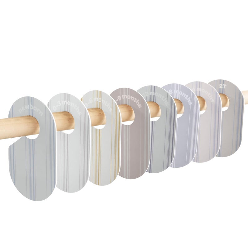 3 Sprouts Baby Closet Dividers Set of 8 Clothes Organizer Toddler Hanger DoubleSided Size Labels Nursery Organization for Newborn Clothing Infant to 2T Boy Girl Stripe