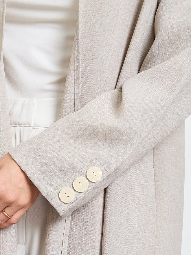 Styli Beige Front Open Abaya with Button Cuff - Image 4