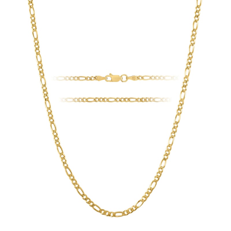 KISPER Gold Chain for Men and Women - 18K Gold Plated 925 Sterling Silver Italian Figaro Mariner Curb Chain Necklace - Made in Italy - Image 1