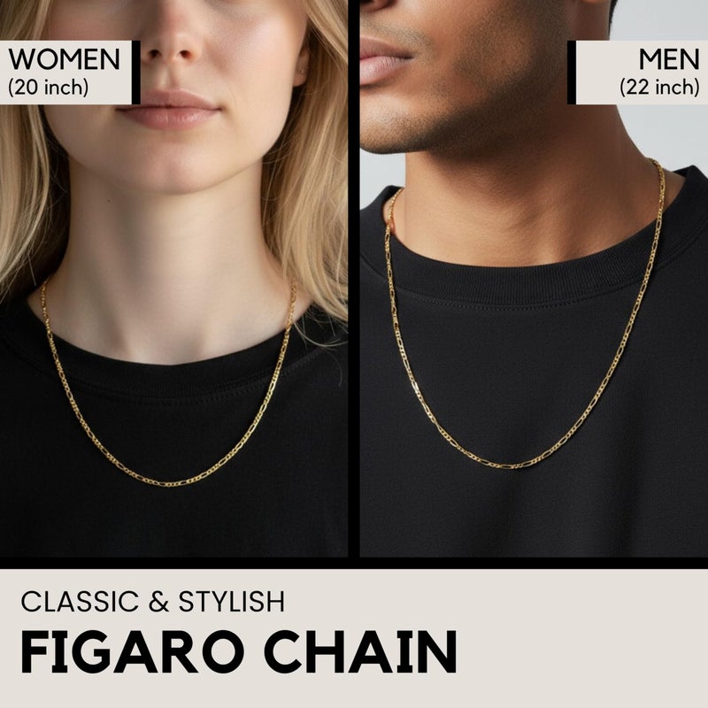 KISPER Gold Chain for Men and Women - 18K Gold Plated 925 Sterling Silver Italian Figaro Mariner Curb Chain Necklace - Made in Italy - Image 2
