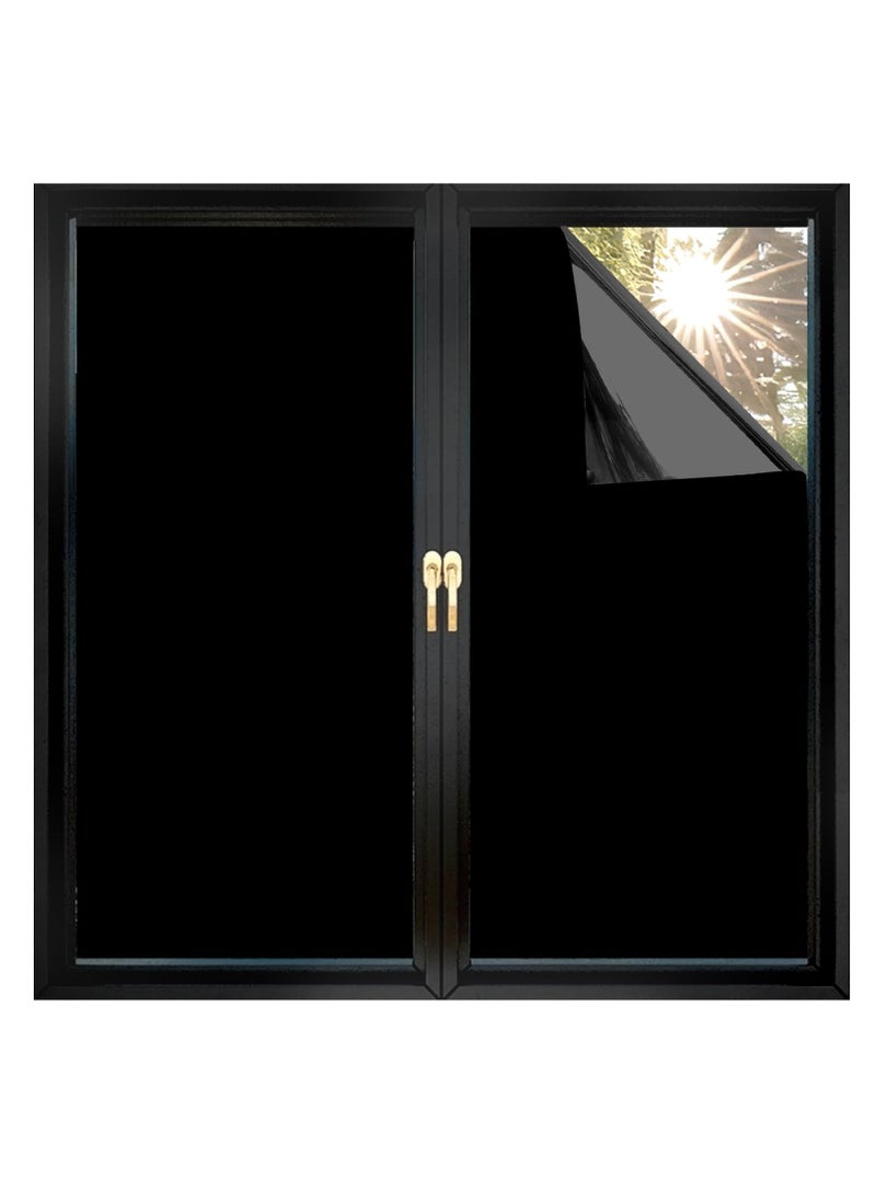 GUDOO Blackout Window Film Removable Privacy Film Dark Window Tint Decorative Privacy Films No Glue Self Static Cling Window Sticker Cover Light Blocking for Bathroom Kitchen 45W 200L Centimete  - Image 1