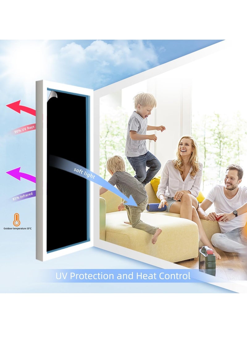 GUDOO Blackout Window Film Removable Privacy Film Dark Window Tint Decorative Privacy Films No Glue Self Static Cling Window Sticker Cover Light Blocking for Bathroom Kitchen 45W 200L Centimete  - Image 2
