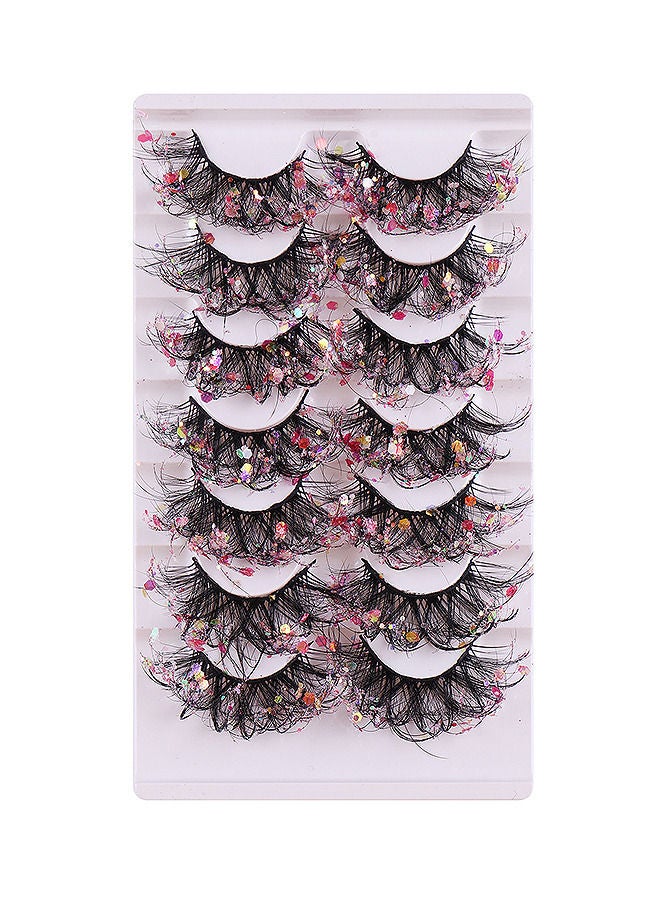 7 أزواج ليلة مضيئة بريق كاذبة زائفة رموز رموز رموش مينك رموش ملونة الرموش الدرامية لتجهيز مرحلة الحفلات - Image 2