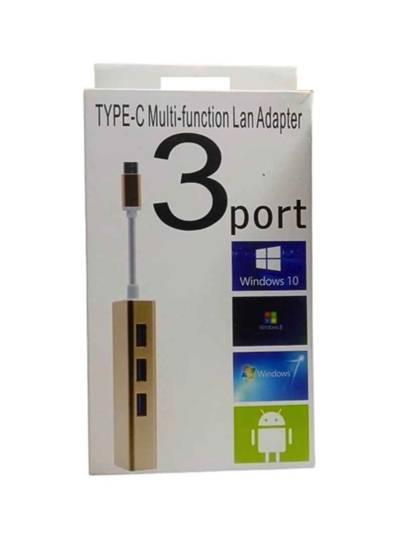 Terabyte USB 3.0 Type C USB-C Multiple 3 Ports Hub With Ethernet Networks LAN Adapter for Macbook Pro - Image 1