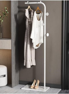 Beauenty Metal Coat Rack Freestanding, Coat Stand With 3 Hooks,Black Clothing Rack with Natural Marble Base, Modern Clothes Rack for Entryway, Living Room,Bedroom, Office (White)  - Image 1