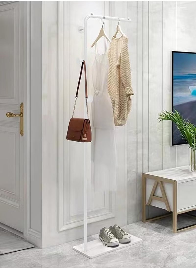 Beauenty Metal Coat Rack Freestanding, Coat Stand With 3 Hooks,Black Clothing Rack with Natural Marble Base, Modern Clothes Rack for Entryway, Living Room,Bedroom, Office (White)  - Image 2