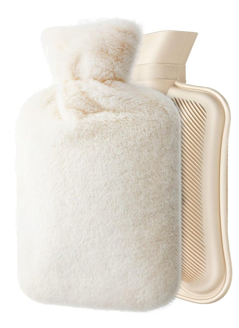 RATSAW Hot Water Bottle with Soft Fleece Cover 2L Hot Water Bag for Cold and Hot Therapy Pain Relief and Back and Neck and Period Cramps  - Image 1