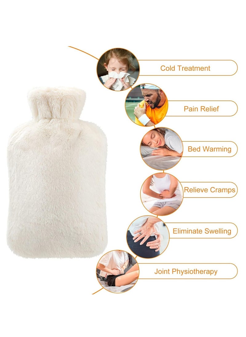 RATSAW - Hot Water Bottle with Soft Fleece Cover 2L Hot Water Bag for Cold and Hot Therapy Pain Relief and Back and Neck and Period Cramps - Image 1