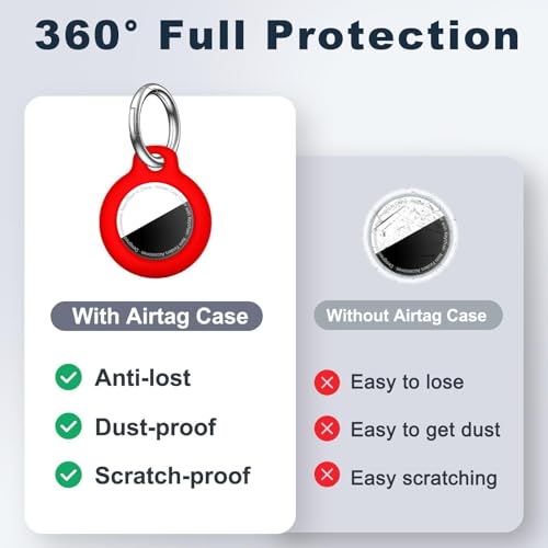 MOLOSLEEVE [4 Pack] for Airtag Holder Case with Keychain, Shockproof GPS Cover Anti-Scratch Key Chain, for Airtag Accessories for GPS Item Tracker Cases for Bags, Luggages, Black/Blue/Orange/Red - Image 4