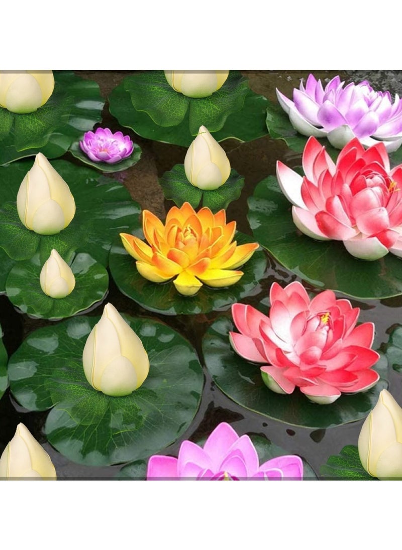 Huitich - Artificial Floating Lotus Bud Set with Real Touch Flower White - Image 1
