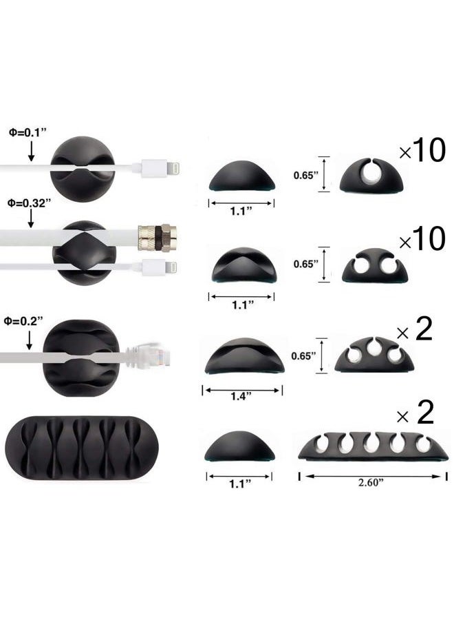 OHill Cable Clips, 24 Pack Black Adhesive Cord Holders, Ideal Cords Management for Organizing Cable Wires-Home, Office, Car, Desk & Nightstand - Image 2
