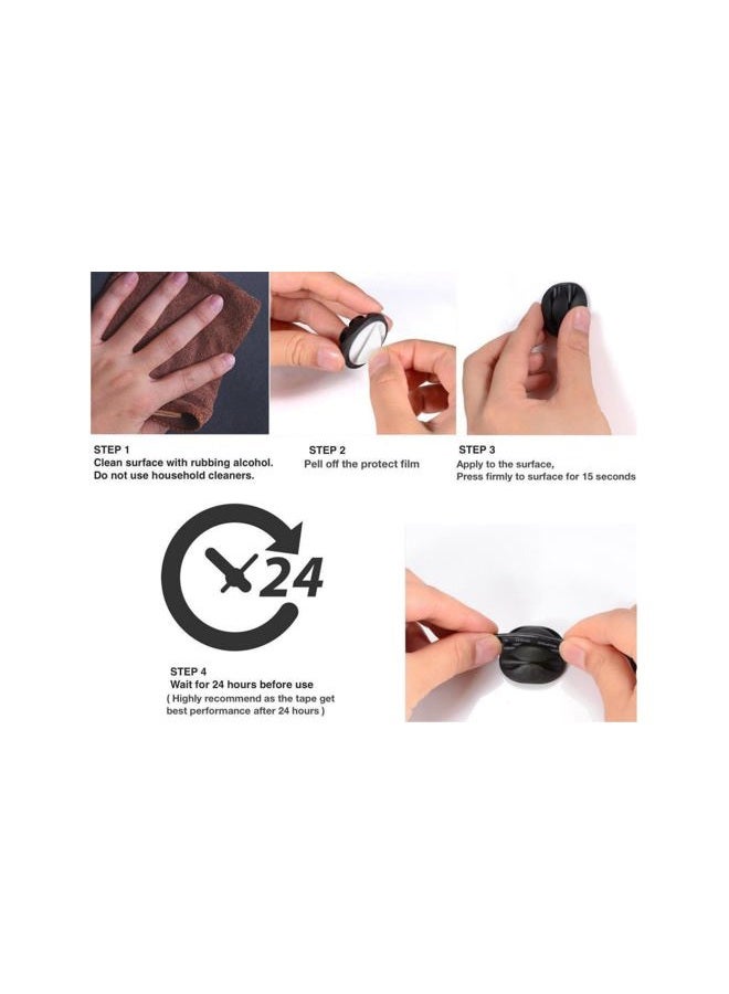 OHill Cable Clips, 24 Pack Black Adhesive Cord Holders, Ideal Cords Management for Organizing Cable Wires-Home, Office, Car, Desk & Nightstand - Image 4