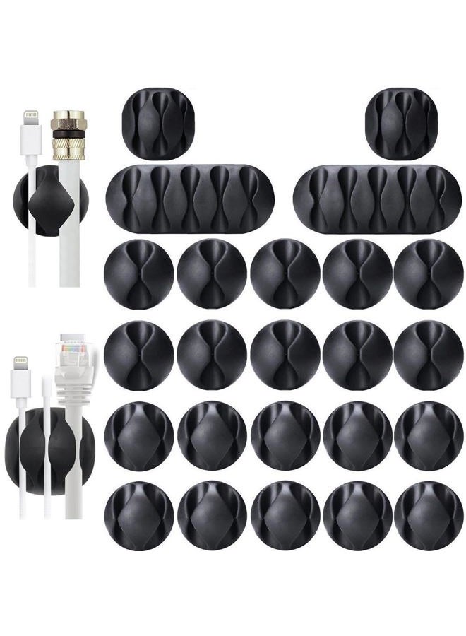 OHill Cable Clips, 24 Pack Black Adhesive Cord Holders, Ideal Cords Management for Organizing Cable Wires-Home, Office, Car, Desk & Nightstand - Image 1