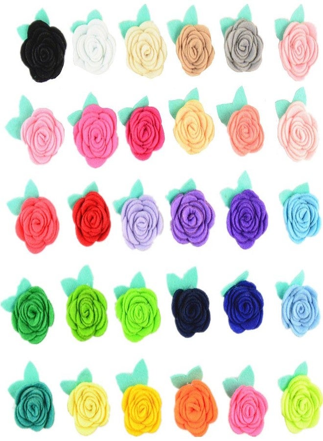 Zhiheng Assorted Colors 30pcs Rose Felt Applique Kits Flower Felt Scrapbooking Non-Woven Stickers Sew on Applique Felt Pads for DIY Handcraft Decoration - Image 1