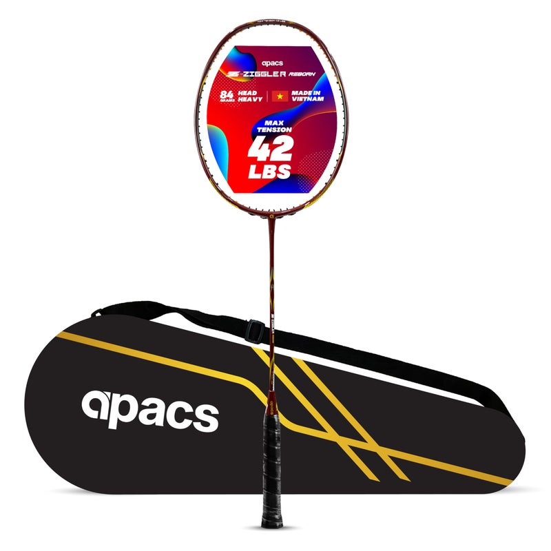Apacs Z-Ziggler Reborn (Unstrung, 42 LBS High Tension) Max Energy & Power | Slim Shaft | Made in Vietnam | 100% Japanese Graphite Badminton Racket with Free Full Cover (Maroon) - Image 5