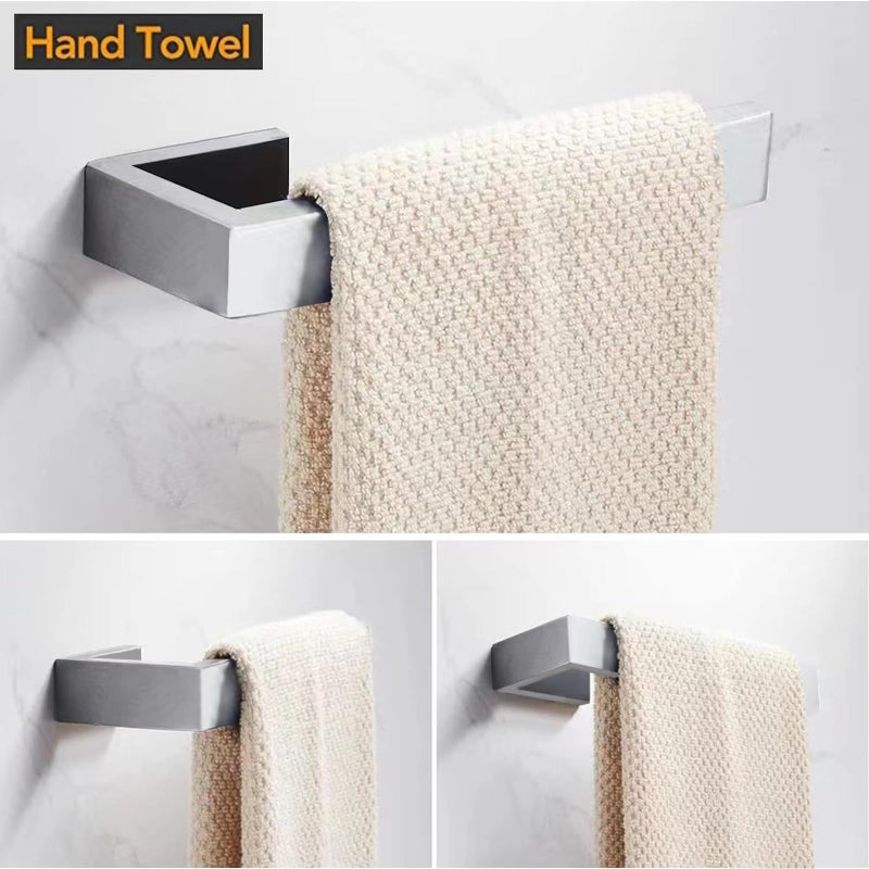 JOPOFI Hand Towel Holder, Towel Ring - Thicken SUS 304 Stainless Steel Towel Holder for Bathroom Wall, 8" Rectangular Modern Design Hand Towel Bar, Contemporary Hand Towel Rack - Brushed Nickel - Image 2