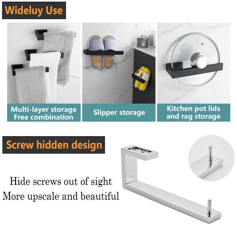 JOPOFI Hand Towel Holder, Towel Ring - Thicken SUS 304 Stainless Steel Towel Holder for Bathroom Wall, 8" Rectangular Modern Design Hand Towel Bar, Contemporary Hand Towel Rack - Brushed Nickel - Image 4