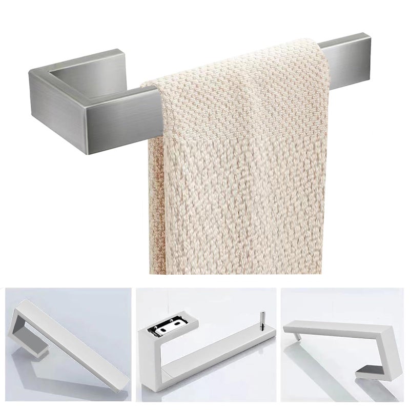 JOPOFI Hand Towel Holder, Towel Ring - Thicken SUS 304 Stainless Steel Towel Holder for Bathroom Wall, 8" Rectangular Modern Design Hand Towel Bar, Contemporary Hand Towel Rack - Brushed Nickel - Image 3