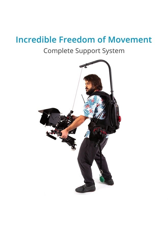 Flowline Master Professional Support Vest for Camera & Gimbals. Ergonomic & Breathable Harness. Top Bar w/ 180° Rotation, Payload: 4-12kg/9-27lb. Front & Back Setup Positioning FLCM-FLN-MSTR-02
