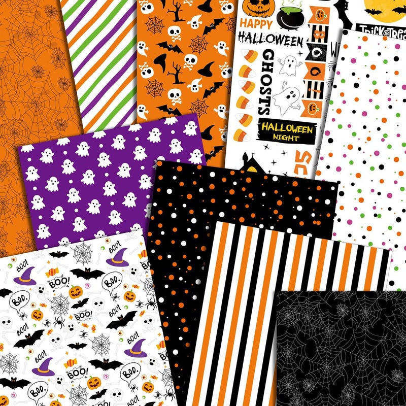 ASTARON 45 Sheets Halloween Pattern Paper Set A4 Size(8.2 x 11" ), Decorative Paper for Card Making Craft Scrapbook Decoration, 10 Styles - Image 2