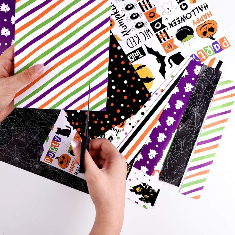 ASTARON 45 Sheets Halloween Pattern Paper Set A4 Size(8.2 x 11" ), Decorative Paper for Card Making Craft Scrapbook Decoration, 10 Styles - Image 5