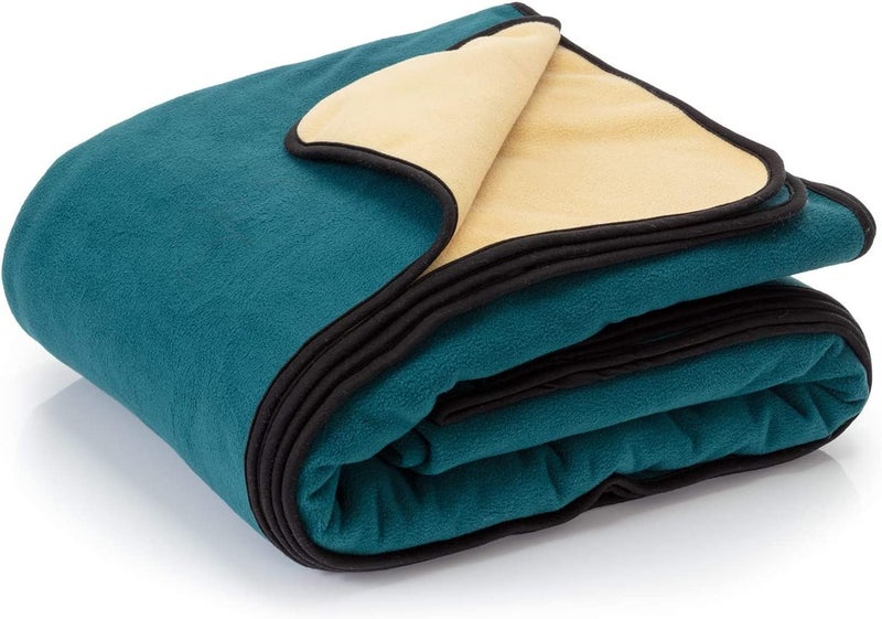 Waterproof Blanket for Bed  Waterproof Dog Blanket for Large Dogs  Pet Blankets for BedCouchDog Crate Soft Reversible Furniture Protector Perfect for Couples or Pets Navy TealBeige