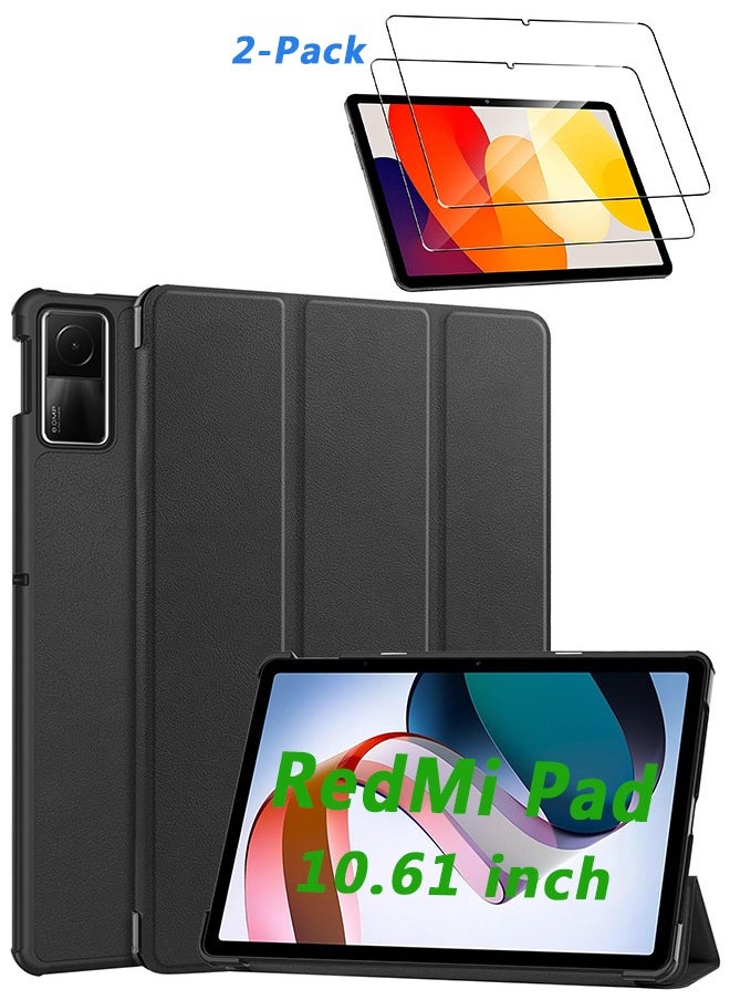 [1+2] حافظة لجهاز Xiaomi Redmi Pad 10.61 بوصة، مع قطعتين واقي شاشة من الزجاج المقوى، غطاء حماية ذكي ثلاثي الطي وخفيف الوزن مع غطاء حامل متعدد الزوايا لجهاز Redmi Pad 10.61 2022 - pzsku/Z6D8D3E051F93C31B4941Z/45/_/1695641280/5d6f90f4-24a0-45c8-b42a-e406be25cf6b