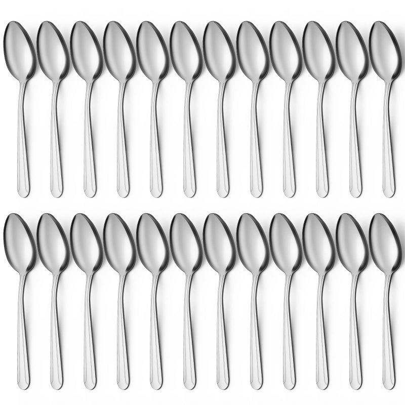 BEWOS 24 Pieces Spoons Set 75 Inchs Spoons Silverware Stainless Steel Spoons Dinner Spoons Mirror Polished Tablespoons Dishwasher Safe Silver Spoons for Home Restaurant