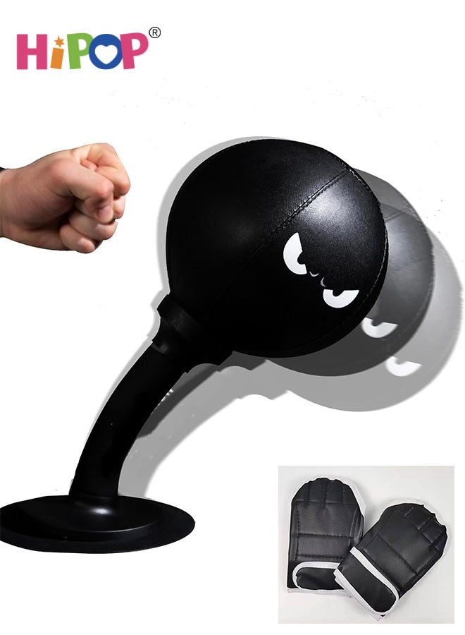Mini Punching Bag, Black Desktop Punching Ball for Boxing Training, Heavy Duty Stress Relief Punch Bag for Adults and Boxers, Portable Speed Ball for Home and Office