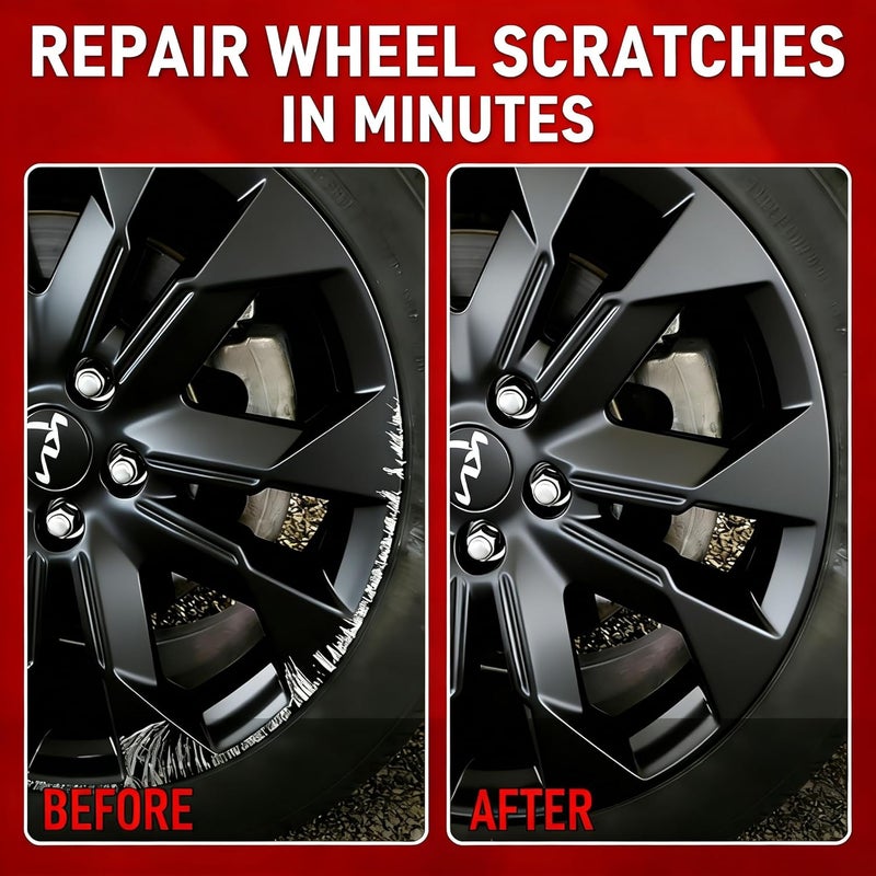 سمافي مجموعة إصلاح الحافة لخدش الرصيف، طلاء اللمس الأسود للحافة، مجموعة إصلاح خدوش العجلة، طلاء العجلة وقلم طلاء الحافة لإصلاح العجلة، لون عالمي أسود غير لامع للحواف (أسود غير لامع) - Image 2