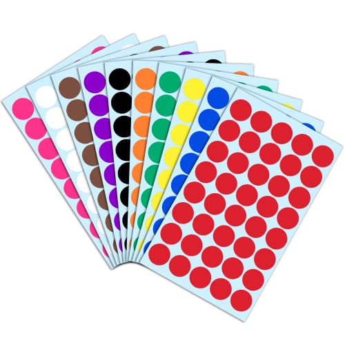 TownStix 2000 Pack, 3/4" Round Colored Dot Stickers Labels - 10 Assorted Colors - Image 1
