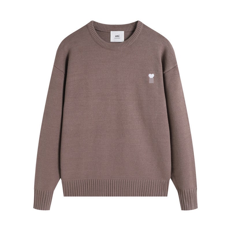 Sweater Small Heart Embroidered Knitted Sweater For Men And Women, Lazy Loose Knitted Top, Versatile, Trendy And Comfortable Style - Image 3