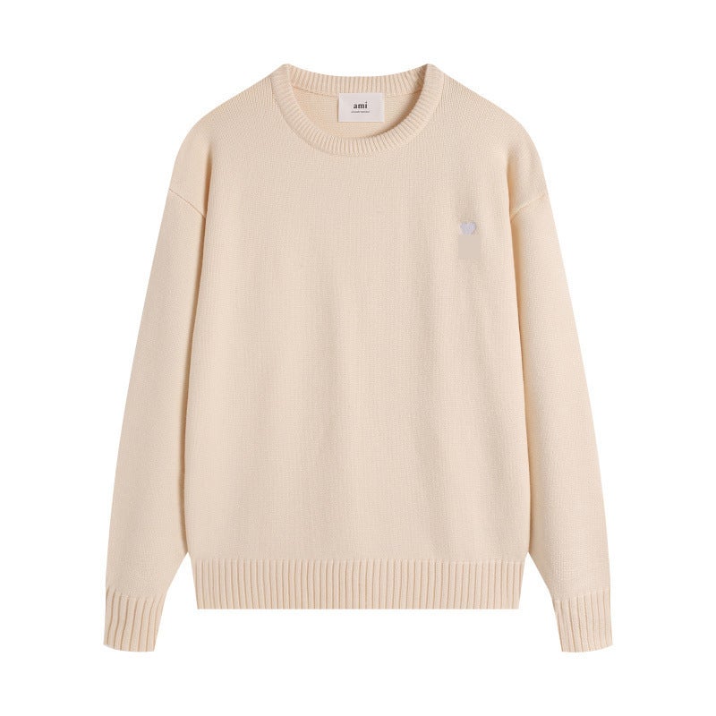 Sweater Small Heart Embroidered Knitted Sweater For Men And Women, Lazy Loose Knitted Top, Versatile, Trendy And Comfortable Style - Image 4