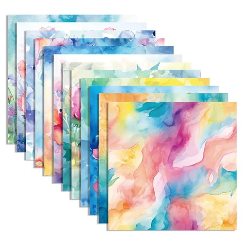 WLXTREE 24 Sheets Floral Scrapbook Paper 30x30cm Watercolor Flower Patterned Double Sided Scrapbooking Decorative Craft for Card Making Kit Cardstock Origami Paper Supplies - Image 3